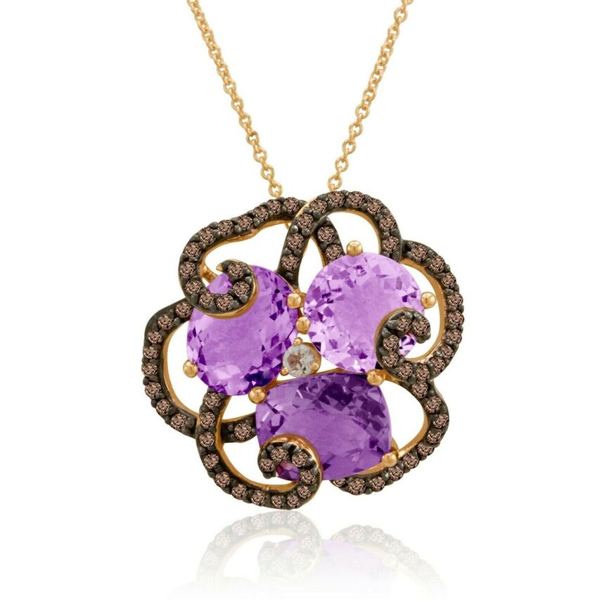 7 3/8 cts Purple Amethyst and Amethyst Necklace in 14K Rose Gold by Le Vian