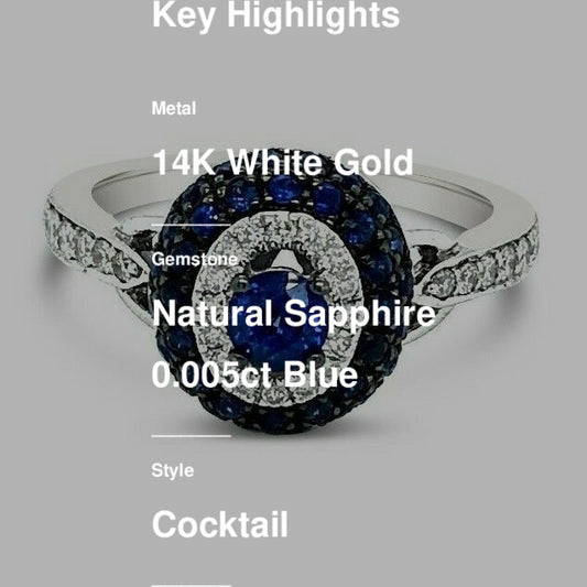 1 cts Blue Sapphire and Diamond Ring in 14K White Gold by Le Vian