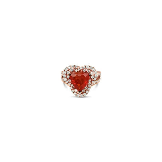 3 cts Red Fire Opals and Diamond Ring in 14K Rose Gold by Le Vian