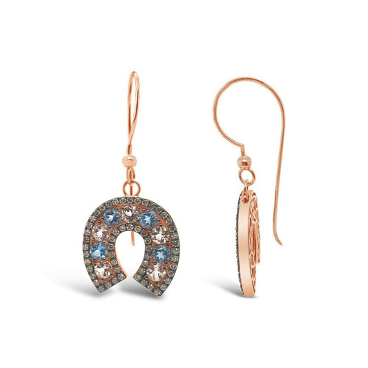 5 1/3 cts Blue Topaz and Diamond Earrings in 14K Rose Gold by Le Vian