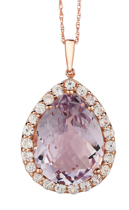 7 1/2 cts Pink Amethyst and Sapphire Necklace in 14K Rose Gold by Le Vian