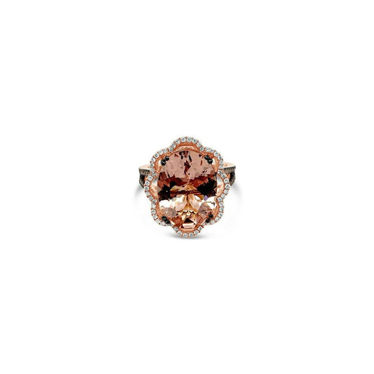 LeVian Ring Morganite Vanilla Diamonds® Chocolate Diamonds® 14K Strawberry Gold®