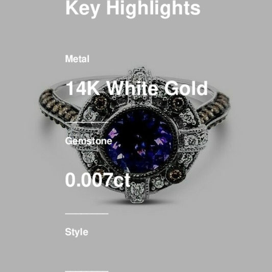 LeVian Ring featuring Tanzanite Chocolate Diamonds , White Diamonds set in 14K White Gold