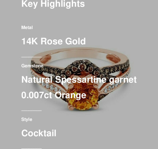 1 7/8 cts Orange Spessartine Garnet and Diamond Ring in 14K Rose Gold by Le Vian