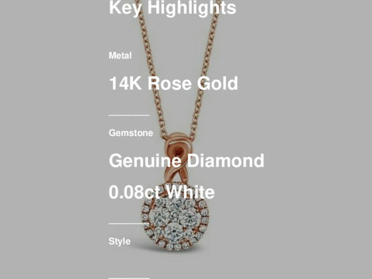 1/2 cts White Diamond Necklace in 14K Rose Gold by Le Vian