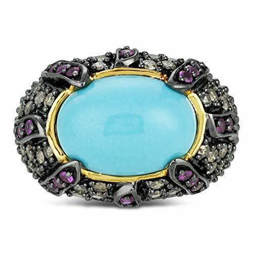 7 1/2 cts Blue Turquoise Ring in 14K Yellow Gold by Carlo Viani