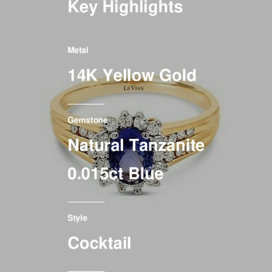 1 1/2 cts Blue Tanzanite Ring in 14K Yellow Gold by Le Vian