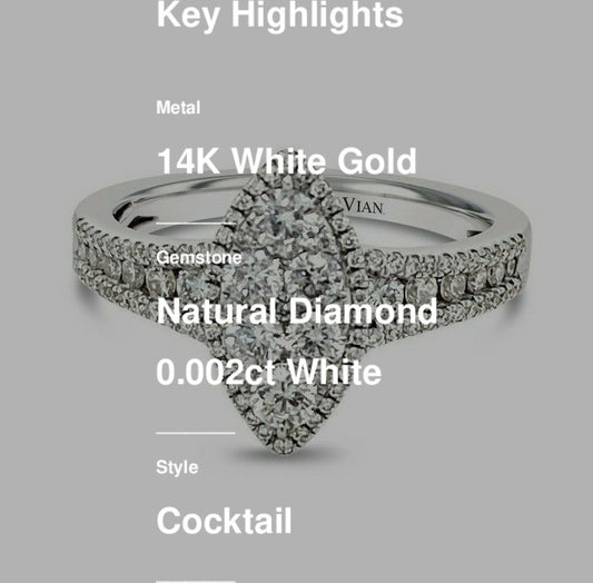 3/4 cts White Diamond Ring in 14K White Gold by Le Vian