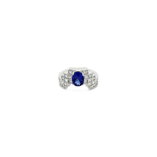 1 2/3 cts Blue Tanzanite and Diamond Ring in 14K White Gold by Le Vian