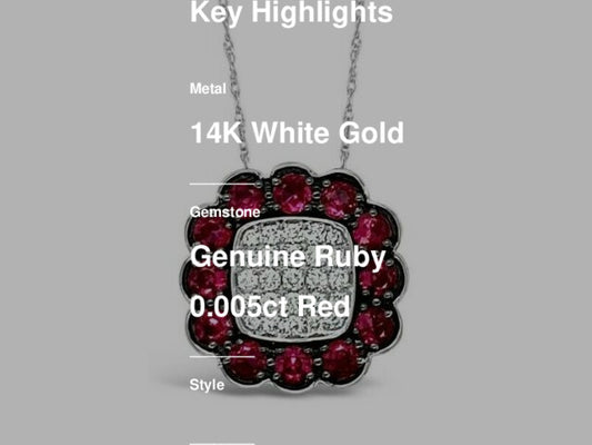 1 1/4 cts Red Ruby and Diamond Necklace in 14K White Gold by Le Vian