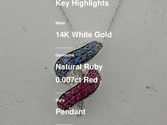 1 cts Red Ruby and Diamond Pendant in 14K White Gold by Le Vian