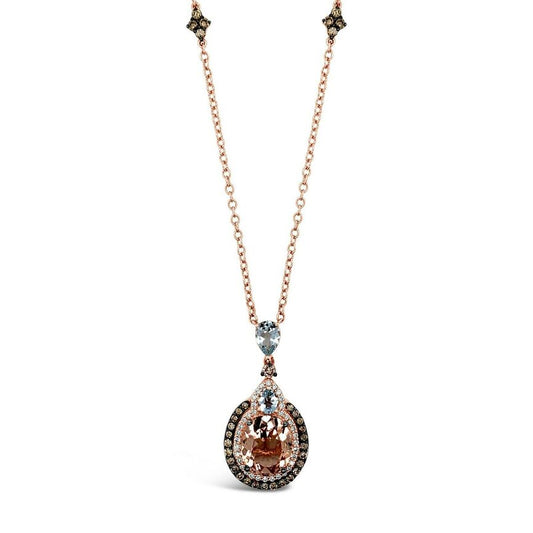 5 cts Pink Morganite and Diamond Necklace in 14K Rose Gold by Le Vian