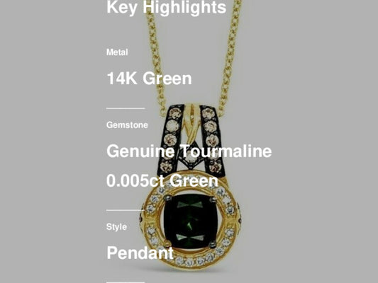 1 1/4 cts Green Tourmaline and Diamond Necklace in 14K Green Gold by Le Vian
