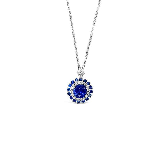 3 1/2 cts Blue Sapphire and Diamond Necklace in 18K White Gold by Le Vian