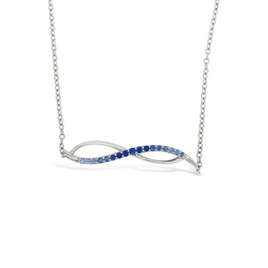 1/2 cts Blue Ombre and Sapphire Necklace in 14K White Gold by Le Vian