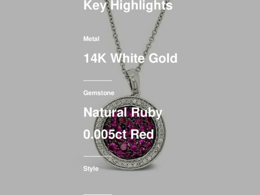 3/4 cts Red Ruby and Diamond Necklace in 14K White Gold by Le Vian