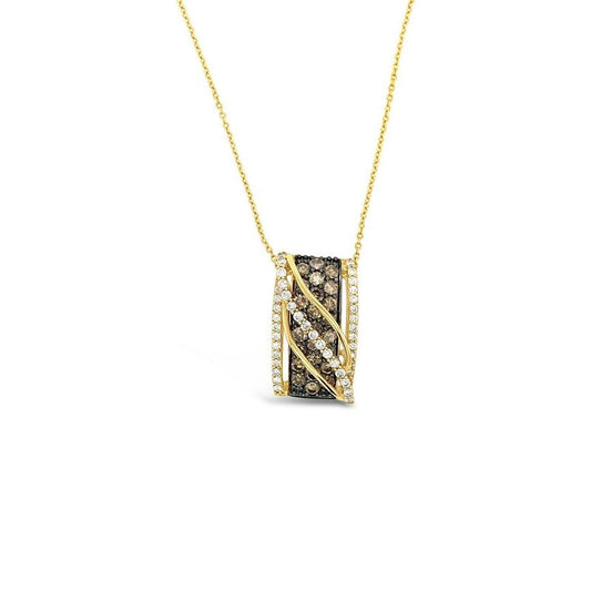 LeVian Diamond Necklace 1 1/2 cts Brown Pendant in 14K Yellow Gold