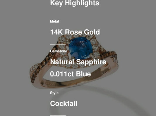 1 1/3 cts Blue Sapphire and Diamond Ring in 14K Rose Gold by Le Vian