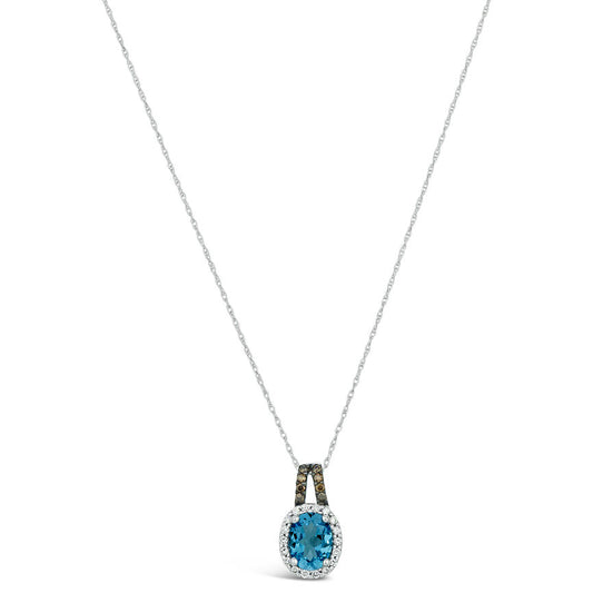 1 3/8 cts Blue Topaz and Diamond Necklace in 14K White Gold by Le Vian
