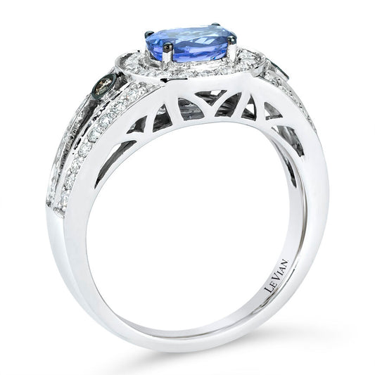 1 1/8 cts Blue Tanzanite and Diamond Ring in 14K White Gold by Le Vian