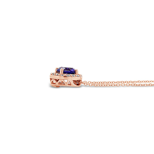 1 3/8 cts Blue Tanzanite and Diamond Necklace in 14K Rose Gold by Le Vian