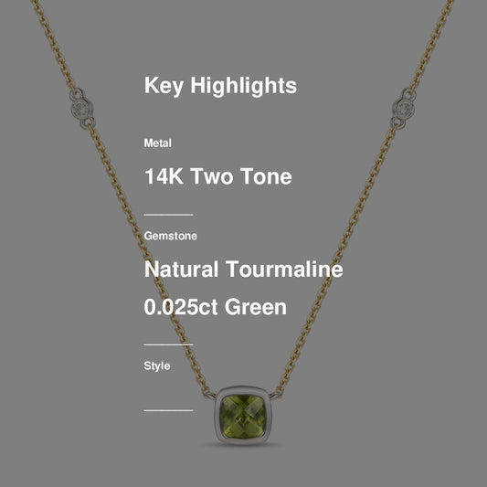 1 cts Green Tourmaline and Diamond Necklace in 14K Two Tone Gold by Le Vian