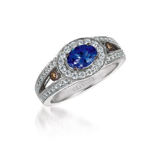 1 1/8 cts Blue Tanzanite and Diamond Ring in 14K White Gold by Le Vian