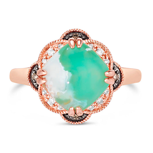 3 1/3 cts Green Aquaprase and Topaz Ring in Sterling Silver Plated Rose Gold by Le Vian
