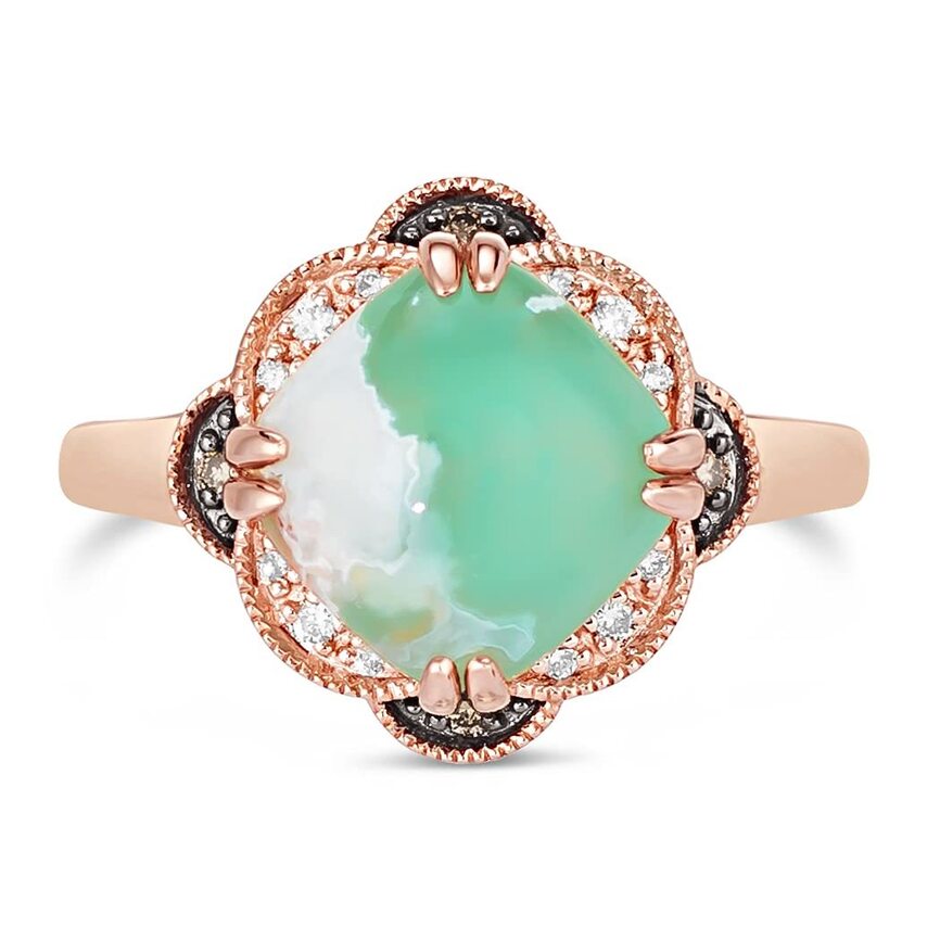 3 1/3 cts Green Aquaprase and Topaz Ring in Sterling Silver Plated Rose Gold by Le Vian