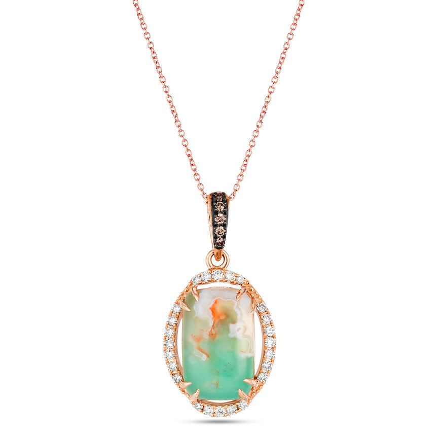 4 1/4 cts Green Aquaprase and Topaz Necklace in Sterling Silver Plated Rose Gold by Le Vian