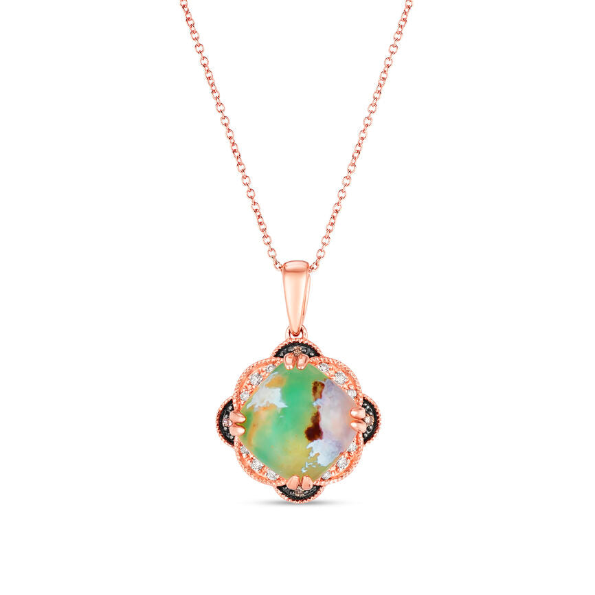 3 1/2 cts Green Aquaprase and Topaz Necklace in Sterling Silver Plated Rose Gold by Le Vian