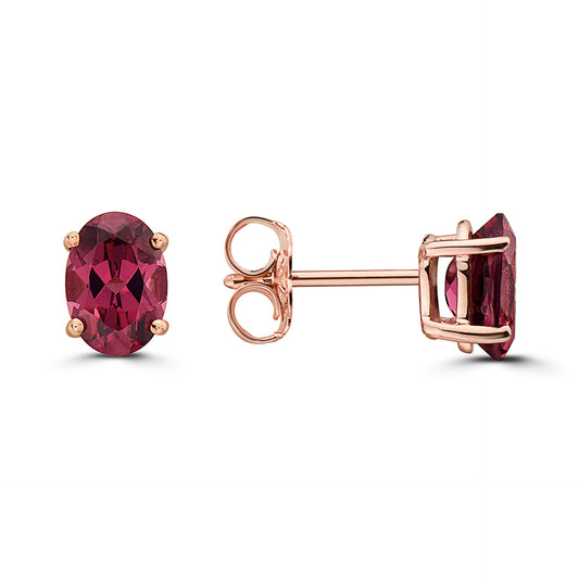 3/4 cts Red Rhodolite Garnet Earrings in 14K Rose Gold by Birthstone