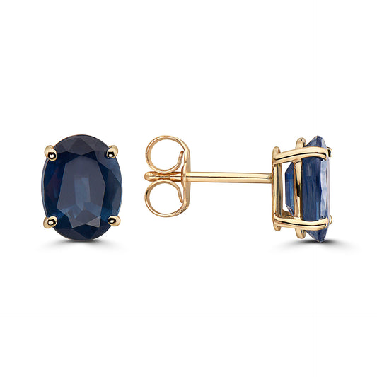 2 1/2 cts Blue Sapphire Earrings in 14K Yellow Gold by Birthstone