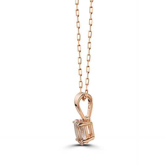 1/4 cts Pink Morganite Necklace in 14K Rose Gold by Birthstone