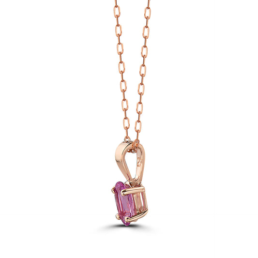 3/8 cts Pink Sapphire Necklace in 14K Rose Gold by Birthstone