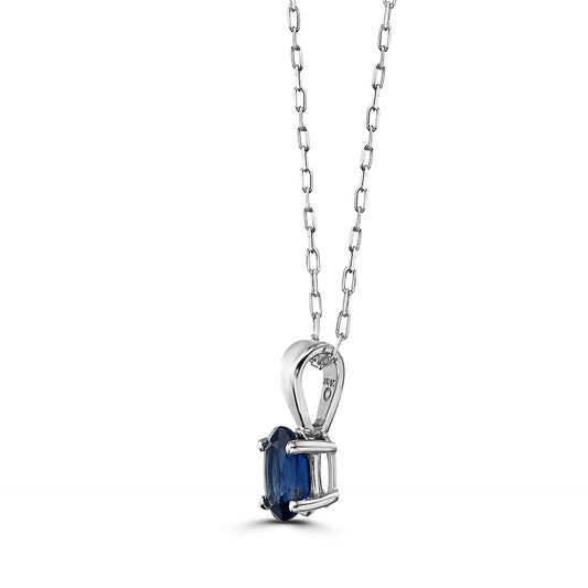 5/8 cts Blue Sapphire Necklace in 14K White Gold by Birthstone