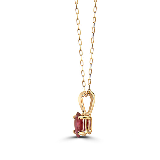3/8 cts Red Ruby Necklace in 14K Yellow Gold by Birthstone