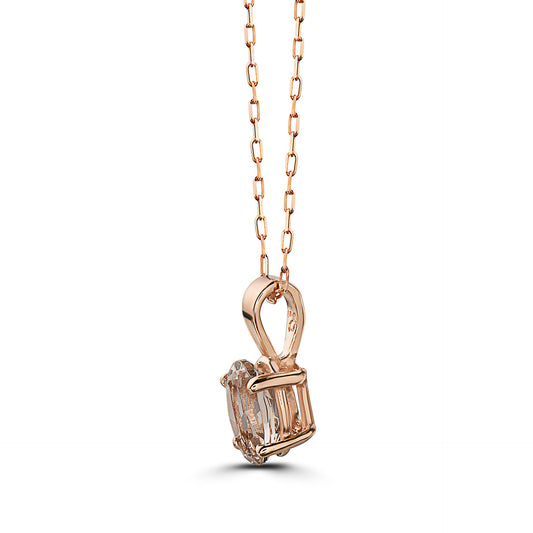 1/2 cts Pink Morganite Necklace in 14K Rose Gold by Birthstone