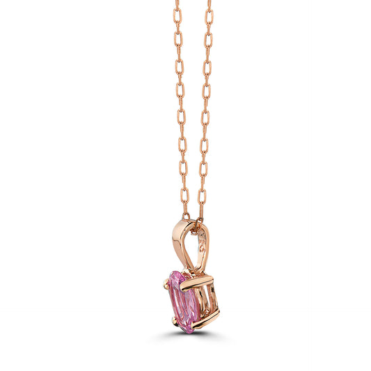5/8 cts Pink Sapphire Necklace in 14K Rose Gold by Birthstone