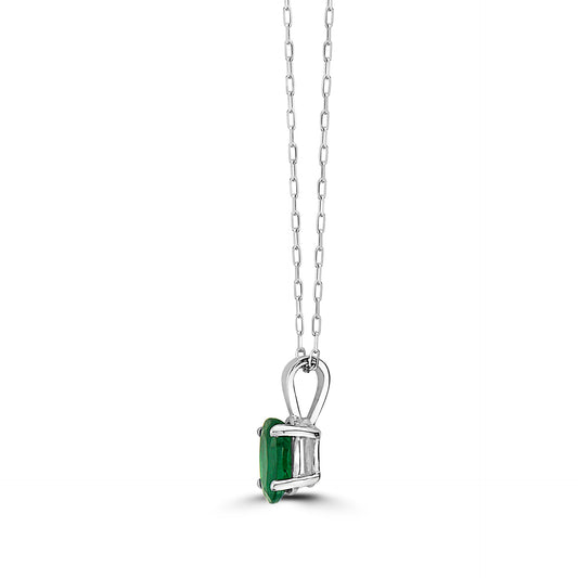 2/3 cts Green Emerald Necklace in 14K White Gold by Birthstone