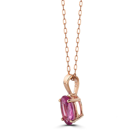 1 1/8 cts Pink Sapphire Necklace in 14K Rose Gold by Birthstone