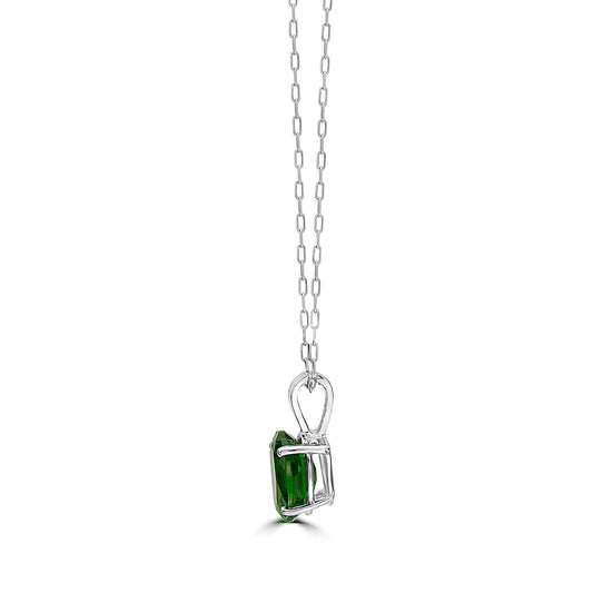 1 1/8 cts Green Chrom Diopside Necklace in 14K White Gold by Birthstone
