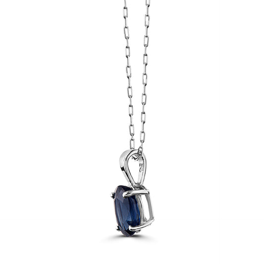 1 1/4 cts Blue Sapphire Necklace in 14K White Gold by Birthstone