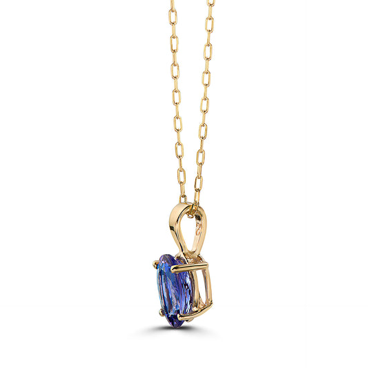 1 cts Blue Tanzanite Necklace in 14K Yellow Gold by Birthstone