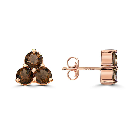 1 3/8 cts Brown Smoky Quartz Earrings in 14K Rose Gold by Birthstone