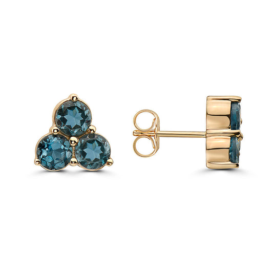 2 cts Blue London Blue Topaz Earrings in 14K Yellow Gold by Birthstone