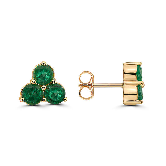 1 5/8 cts Green Emerald Earrings in 14K Yellow Gold by Birthstone