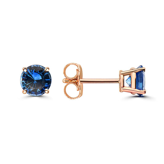 1 cts Blue Sapphire Earrings in 14K Rose Gold by Birthstone