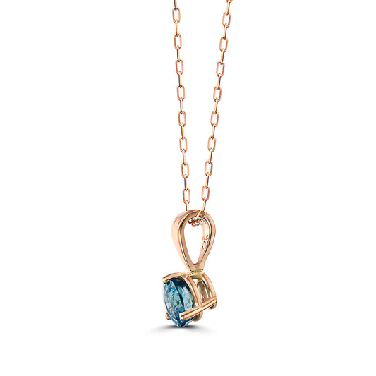 3/4 cts Aqua Zircon Necklace in 14K Rose Gold by Birthstone