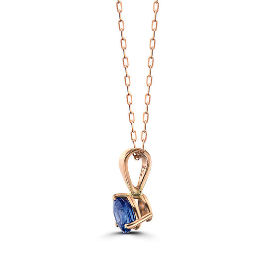 1/2 cts Blue Sapphire Necklace in 14K Rose Gold by Birthstone